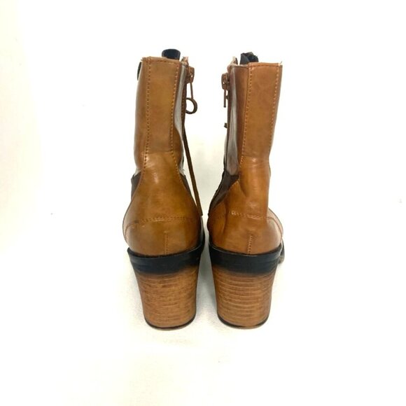Pierre Dumas Lace Up Zipper Boots Women’s 8.5 Brown Tan 2 Toned Neutral Boho - Picture 5 of 9